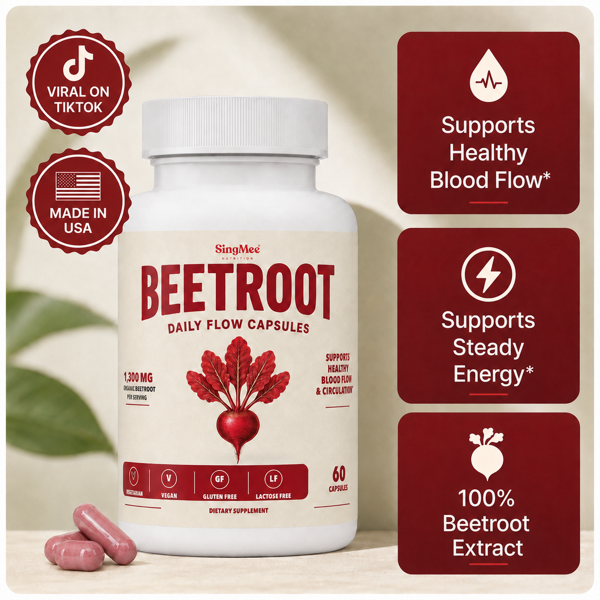 Singmee Beetroot Daily Flow Capsules